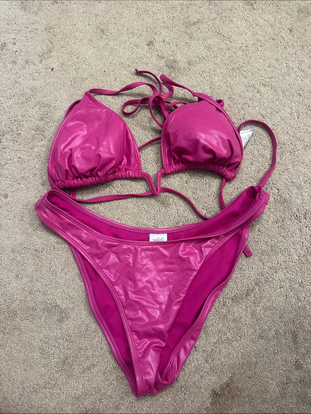 Fuchsia Shiny Triangle Bikini Set